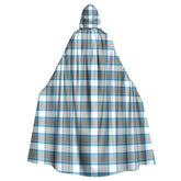 Stewart Muted Blue Tartan Plaid Hooded Cloak