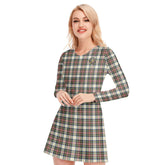 Stewart Dress Ancient Tartan Crest V-neck Long Sleeve Dress