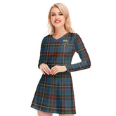 Fraser Hunting Ancient Tartan Crest V-neck Long Sleeve Dress