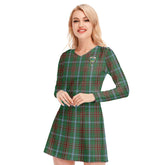 Gayre Tartan Crest V-neck Long Sleeve Dress