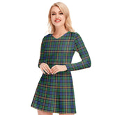 Allison Tartan Plaid V-neck Long Sleeve Dress