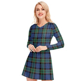 Fletcher Ancient Tartan Plaid V-neck Long Sleeve Dress