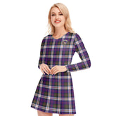 MacDonald Dress Modern Tartan Crest V-neck Long Sleeve Dress