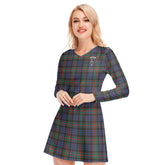 Fletcher of Dunans Tartan Crest V-neck Long Sleeve Dress