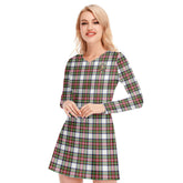 Stewart Dress Modern Tartan Crest V-neck Long Sleeve Dress