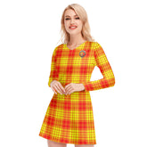MacMillan Tartan Plaid Tartan Crest V-neck Long Sleeve Dress