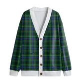 Stewart Hunting Modern Tartan Plaid Knitted Fleece Cardigan