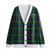 Stewart Old Modern Tartan Crest Knitted Fleece Cardigan
