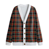 Stewart Black Tartan Plaid Knitted Fleece Cardigan