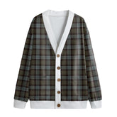 Stewart Old Weathered Tartan Plaid Knitted Fleece Cardigan