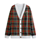 Stewart Black Tartan Crest Knitted Fleece Cardigan