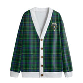 Stewart Hunting Modern Tartan Crest Knitted Fleece Cardigan