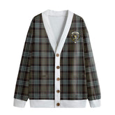 Stewart Old Weathered Tartan Crest Knitted Fleece Cardigan