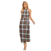 Stewart Dress Modern Tartan Plaid Wrap Hem Belted Halter Dress