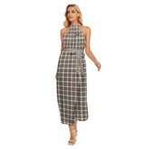 Stewart Dress Ancient Tartan Crest Wrap Hem Belted Halter Dress