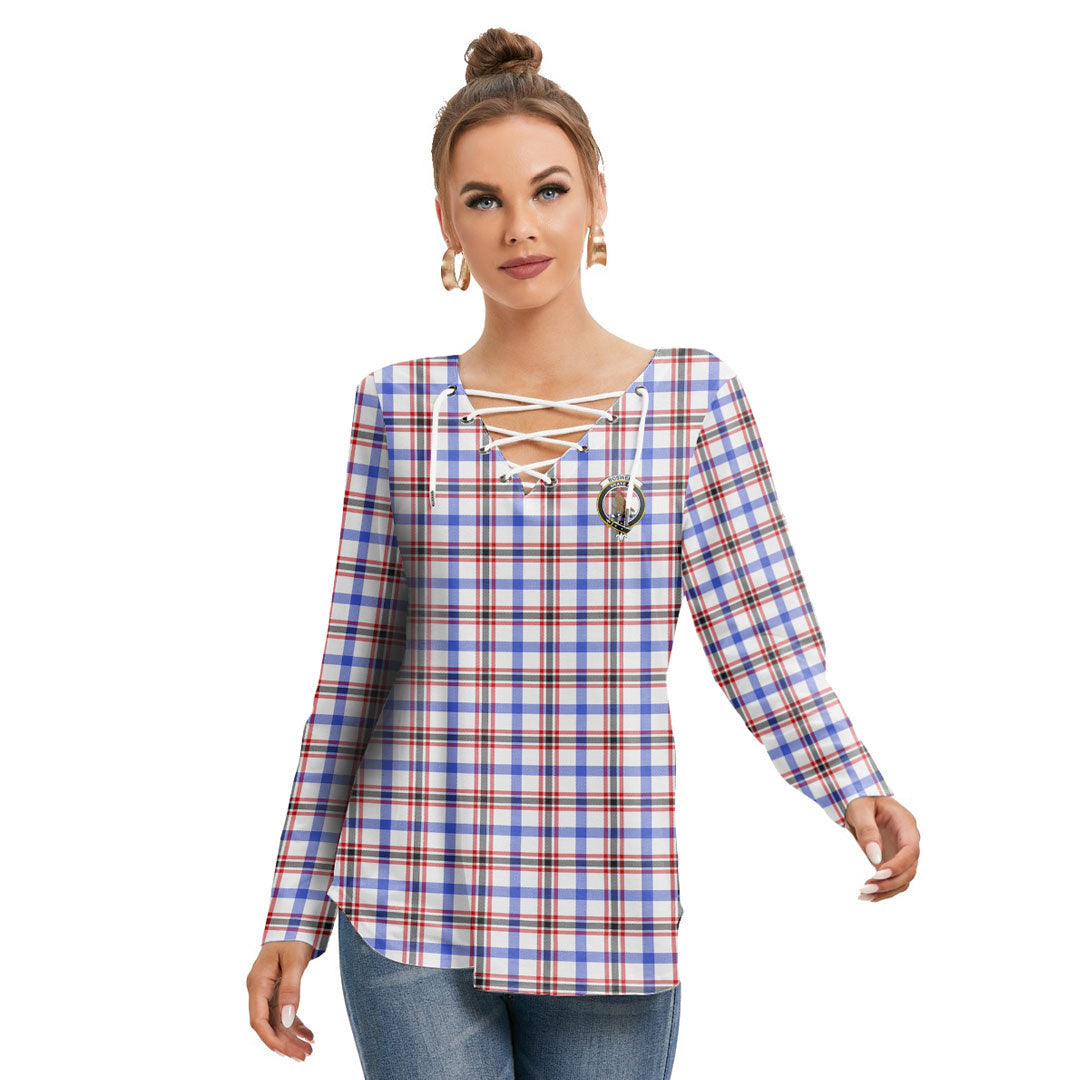 Boswell Modern Tartan Crest Long Sleeve Neckline Tie Sweatshirt