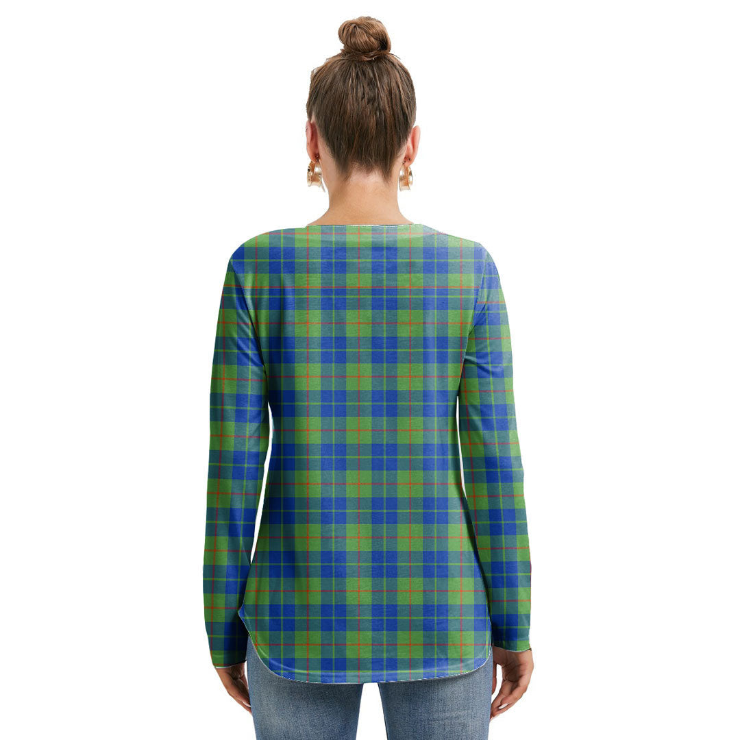 Barclay Hunting Ancient Tartan Plaid Long Sleeve Neckline Tie Sweatshirt