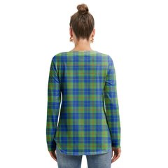 Barclay Hunting Ancient Tartan Plaid Long Sleeve Neckline Tie Sweatshirt