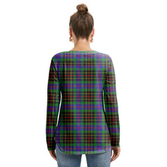 Brodie Hunting Modern Tartan Plaid Long Sleeve Neckline Tie Sweatshirt