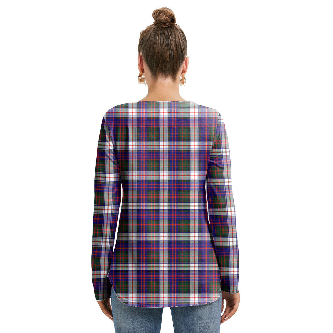 MacDonald Dress Modern Tartan Plaid Long Sleeve Neckline Tie Sweatshirt