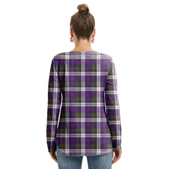 MacDonald Dress Modern Tartan Plaid Long Sleeve Neckline Tie Sweatshirt