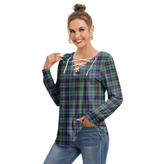 Stevenson Tartan Plaid Long Sleeve Neckline Tie Sweatshirt