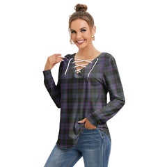 Clergy Green Tartan Plaid Long Sleeve Neckline Tie Sweatshirt