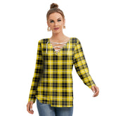 Barclay Dress Modern Tartan Plaid Long Sleeve Neckline Tie Sweatshirt