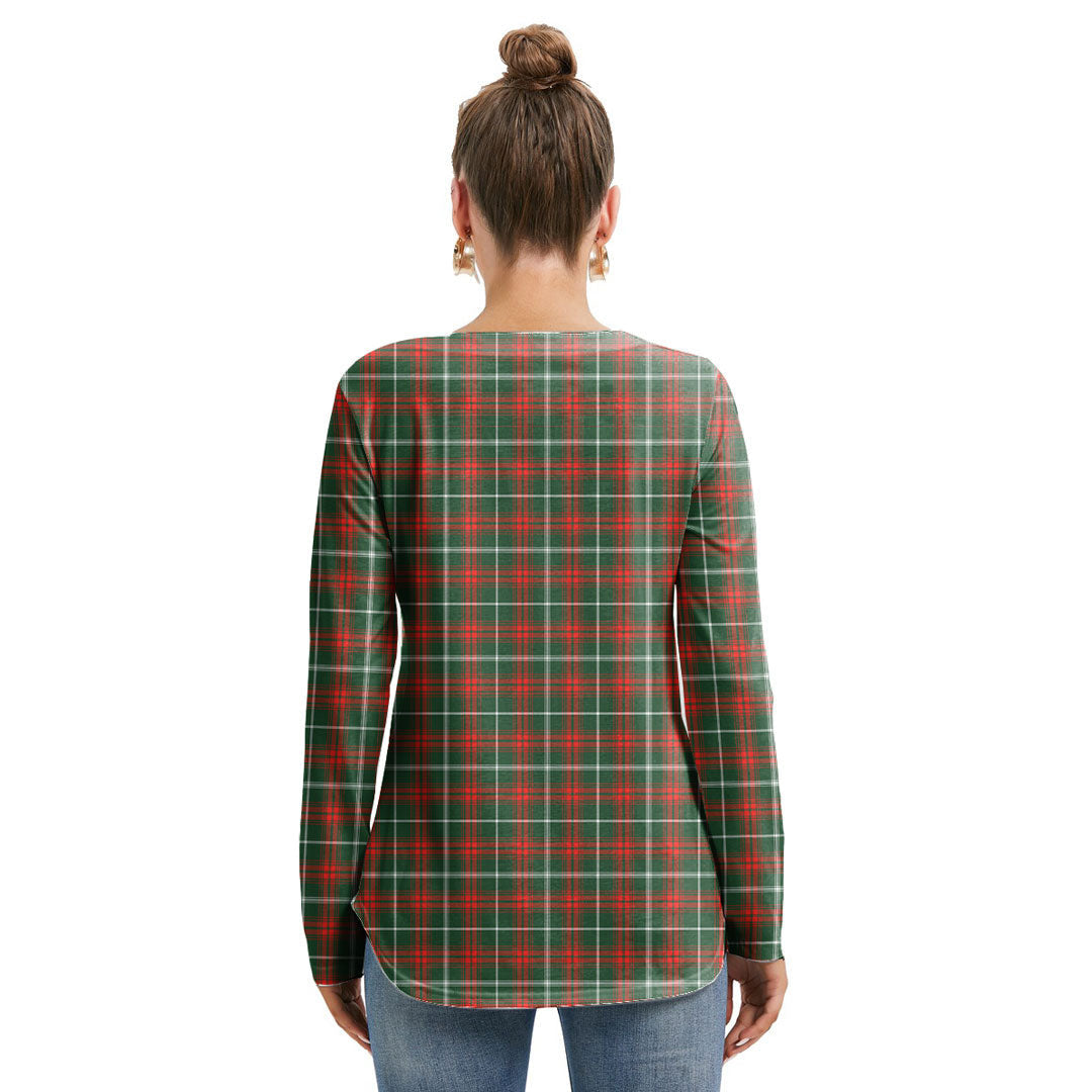 Prince of Wales Tartan Plaid Long Sleeve Neckline Tie Sweatshirt