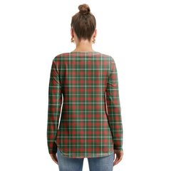 Prince of Wales Tartan Plaid Long Sleeve Neckline Tie Sweatshirt