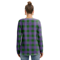 Elphinstone Tartan Plaid Long Sleeve Neckline Tie Sweatshirt