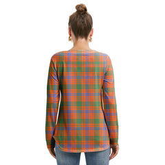 Ross Ancient Tartan Plaid Long Sleeve Neckline Tie Sweatshirt