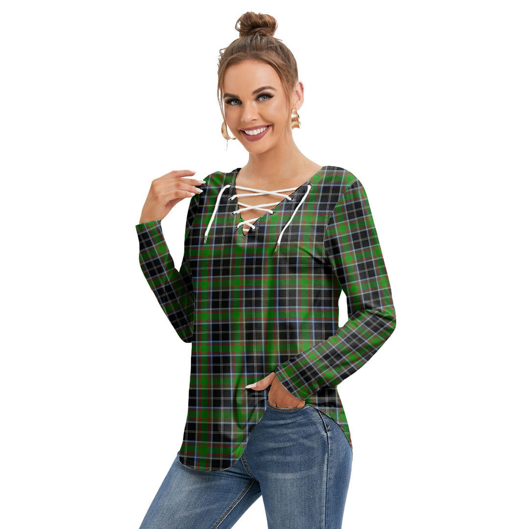 Webster Tartan Plaid Long Sleeve Neckline Tie Sweatshirt