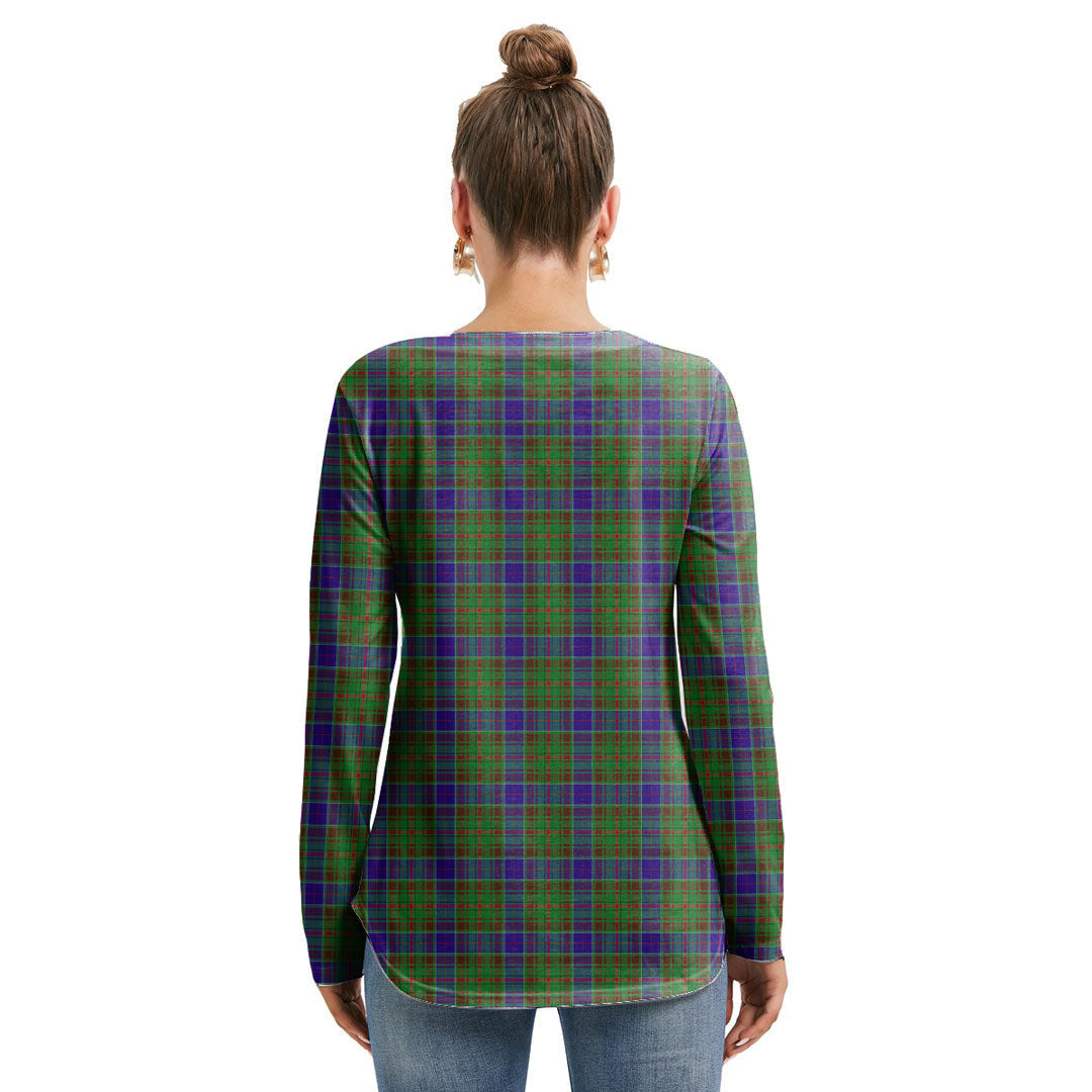 Adam Tartan Plaid Long Sleeve Neckline Tie Sweatshirt