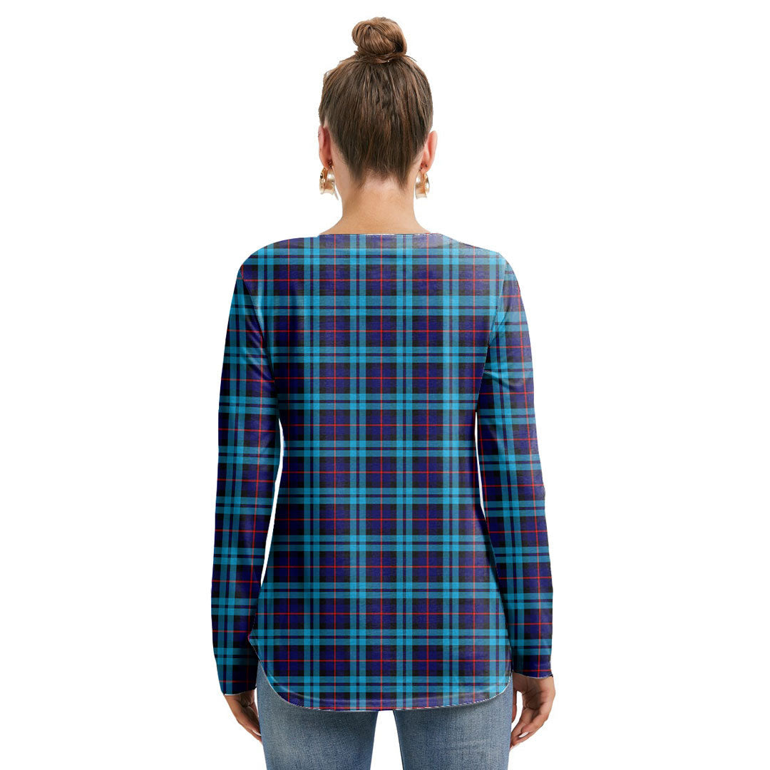 McCorquodale Tartan Plaid Long Sleeve Neckline Tie Sweatshirt