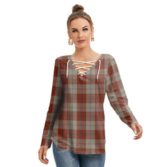 Davidson Dress Dancers Tartan Plaid Long Sleeve Neckline Tie Sweatshirt