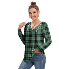Wallace Hunting Ancient Tartan Plaid Long Sleeve Neckline Tie Sweatshirt