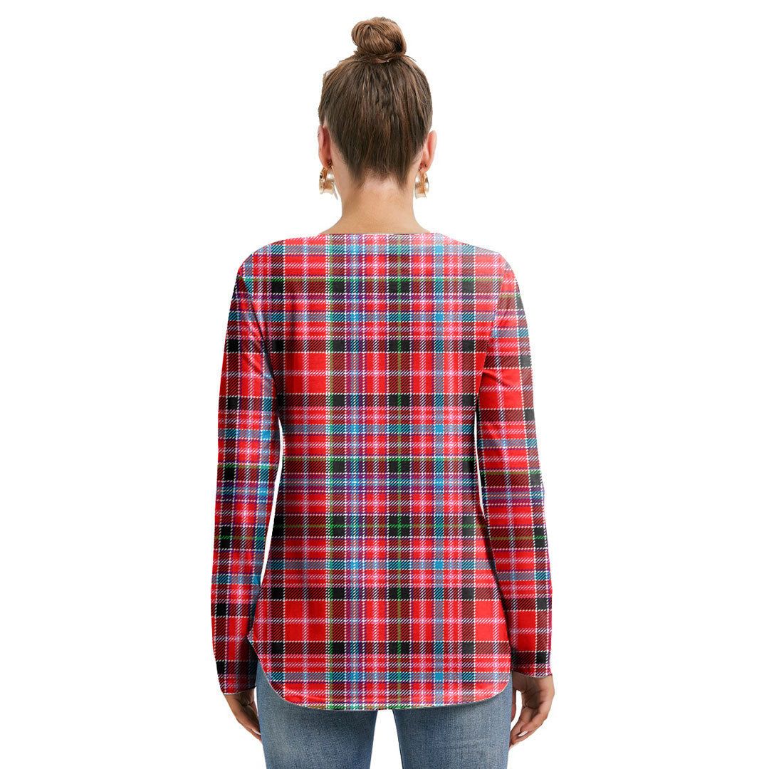 Aberdeen District Tartan Plaid Long Sleeve Neckline Tie Sweatshirt