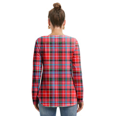 Aberdeen District Tartan Plaid Long Sleeve Neckline Tie Sweatshirt