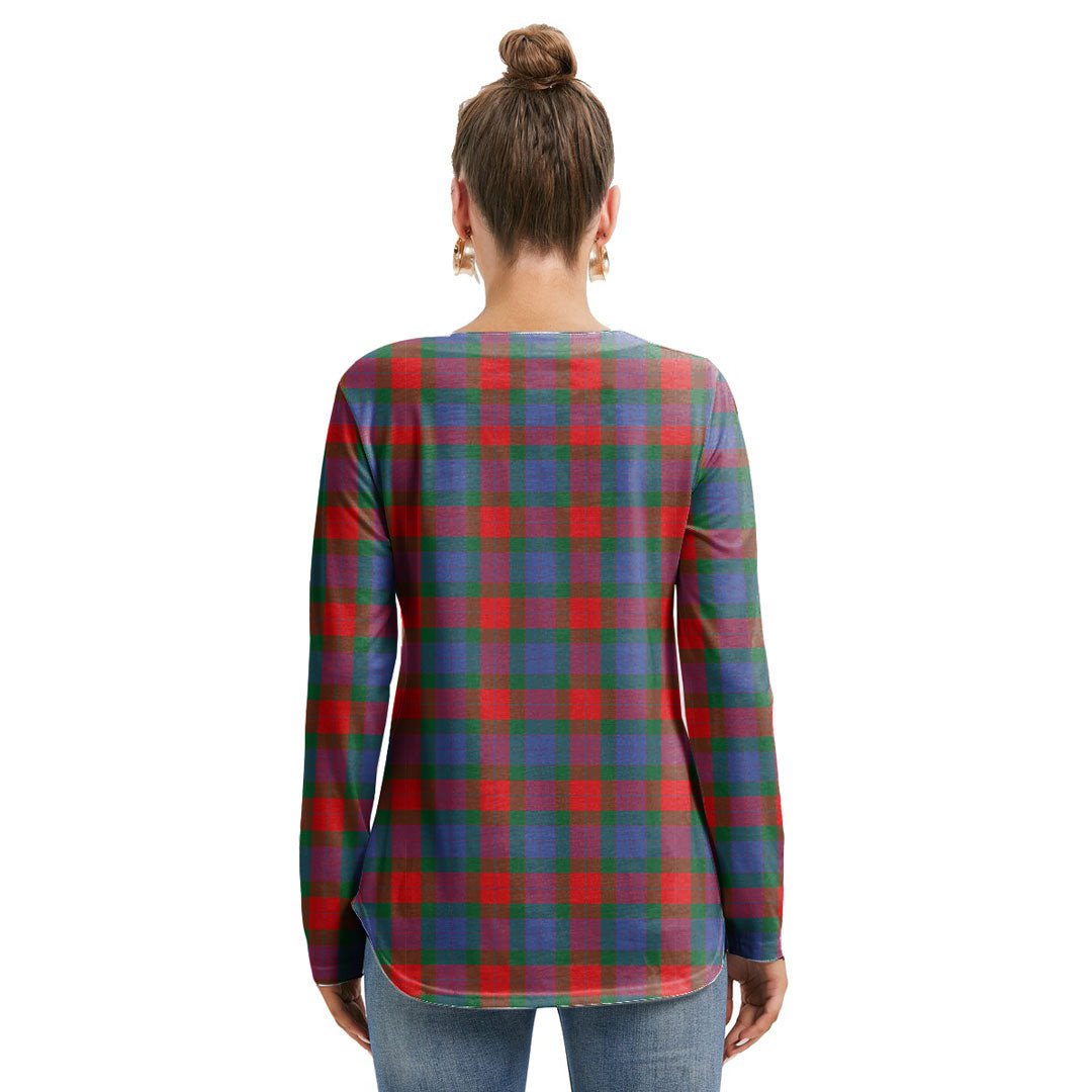 Mar Tartan Plaid Long Sleeve Neckline Tie Sweatshirt