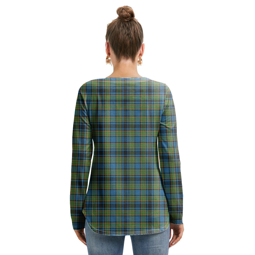 Gillies Ancient Tartan Plaid Long Sleeve Neckline Tie Sweatshirt