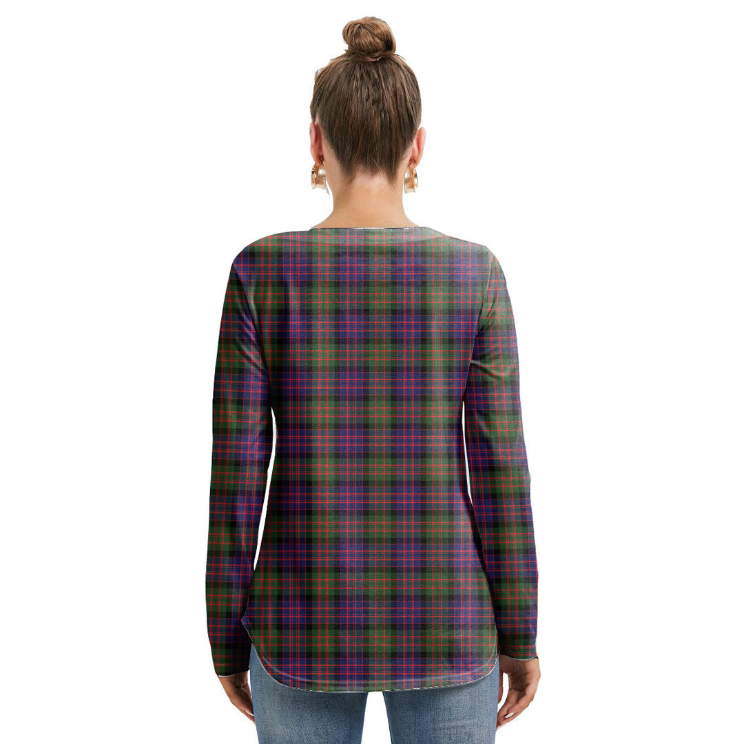 MacDonald Modern Tartan Crest Long Sleeve Neckline Tie Sweatshirt