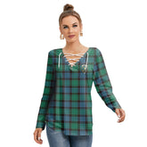 Stewart Old Ancient Tartan Crest Long Sleeve Neckline Tie Sweatshirt
