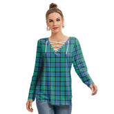 Flower Of Scotland Tartan Plaid Long Sleeve Neckline Tie Sweatshirt