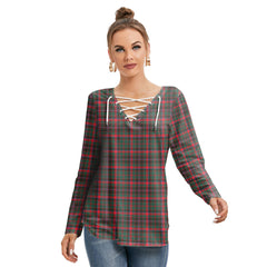 Cumming Hunting Modern Tartan Plaid Long Sleeve Neckline Tie Sweatshirt