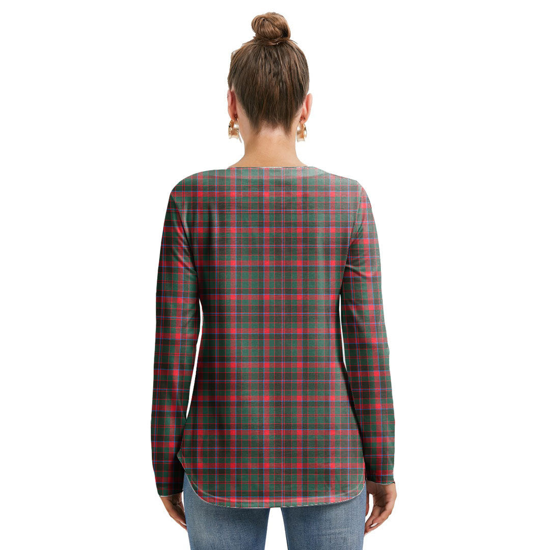 Cumming Hunting Modern Tartan Plaid Long Sleeve Neckline Tie Sweatshirt