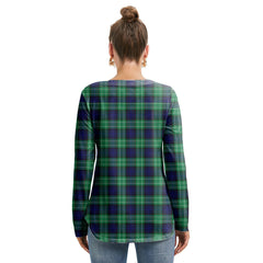 Abercrombie Tartan Plaid Long Sleeve Neckline Tie Sweatshirt