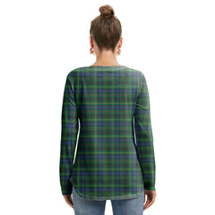 Stewart Hunting Modern Tartan Crest Long Sleeve Neckline Tie Sweatshirt