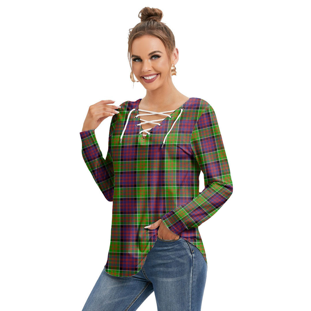 MacDonald of Clanranald Tartan Plaid Long Sleeve Neckline Tie Sweatshirt