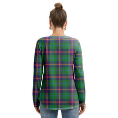 Young Modern Tartan Crest Long Sleeve Neckline Tie Sweatshirt